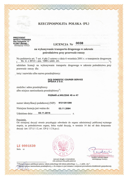 Shipping license